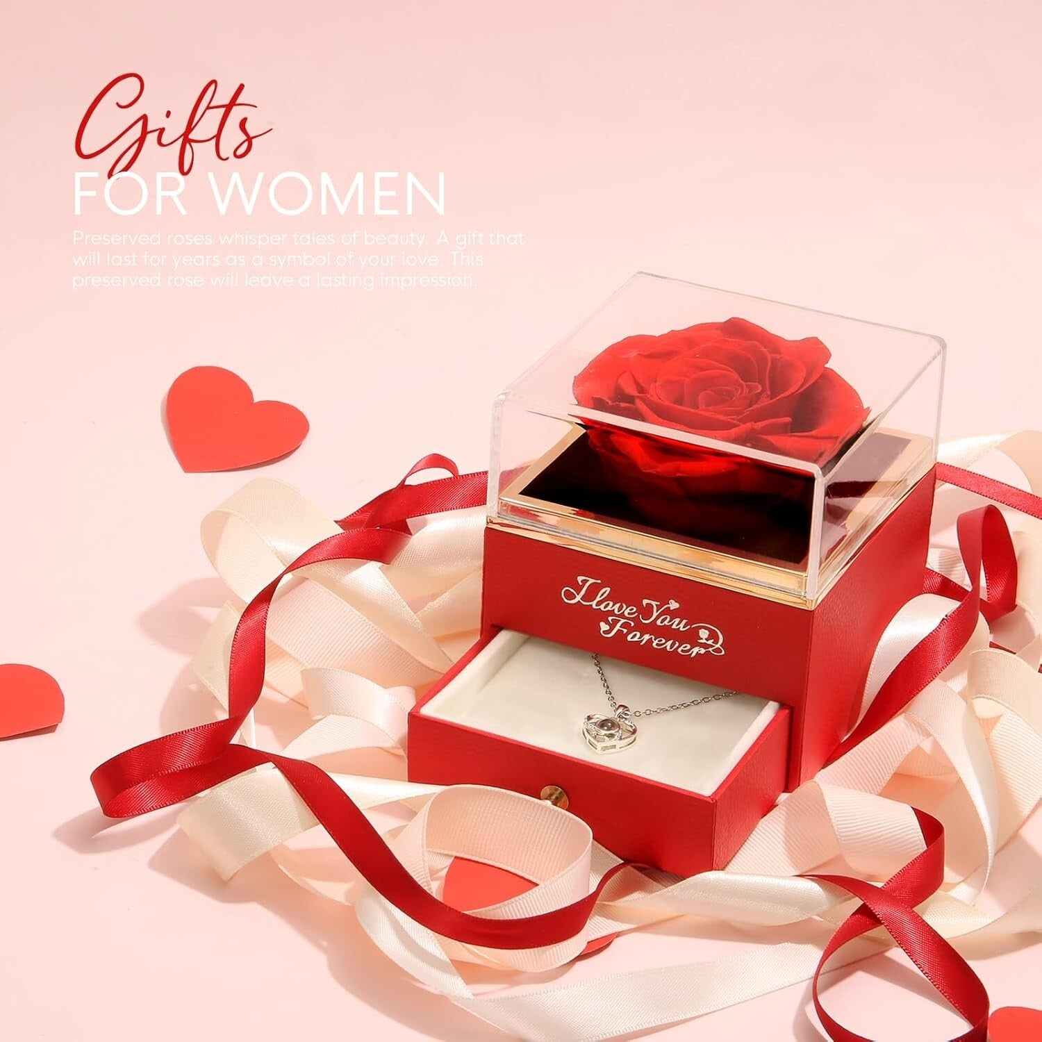 Heartfelt Gift: Forever Rose with Necklace - Special Day Celebrations for Women