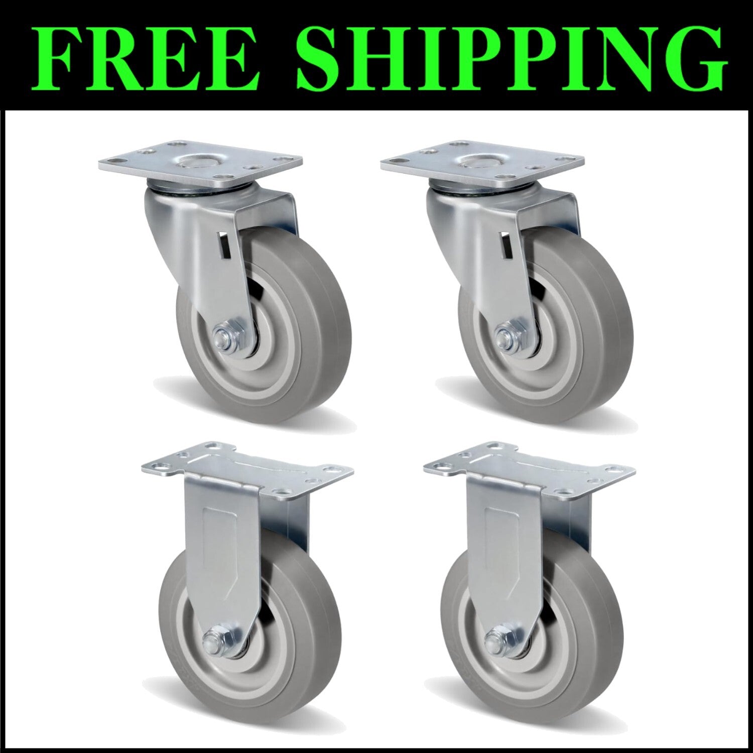 4-inch Heavy Duty Caster Set with 300lbs Each - Versatile for Carts & Furniture