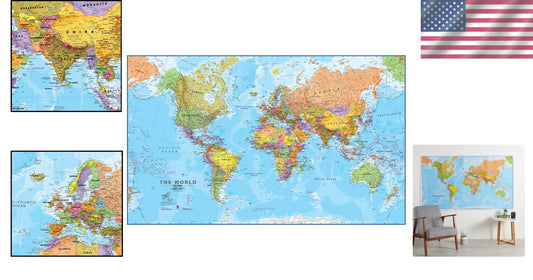 Extra Large Laminated World Map - 46 x 80 Political Map for Home & School