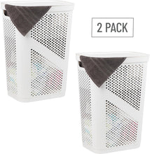 Load image into Gallery viewer, Set of 2 - 60L Slim Laundry Hampers with Ventilated Lid, Space-Saving Design
