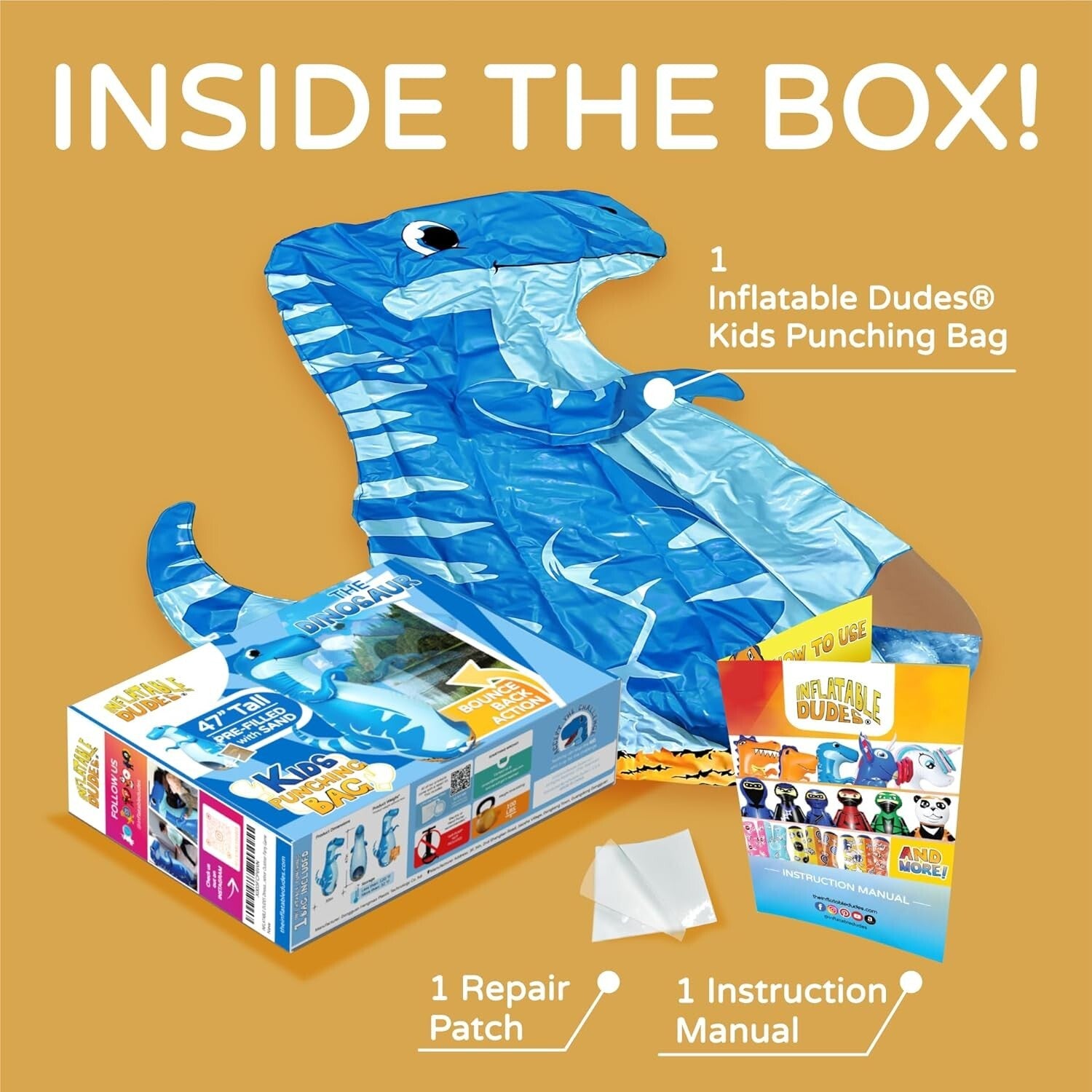 Bounce-Back Action Dinosaur Punching Bag - Kids' 47-Inch Fun Toy for All Parties