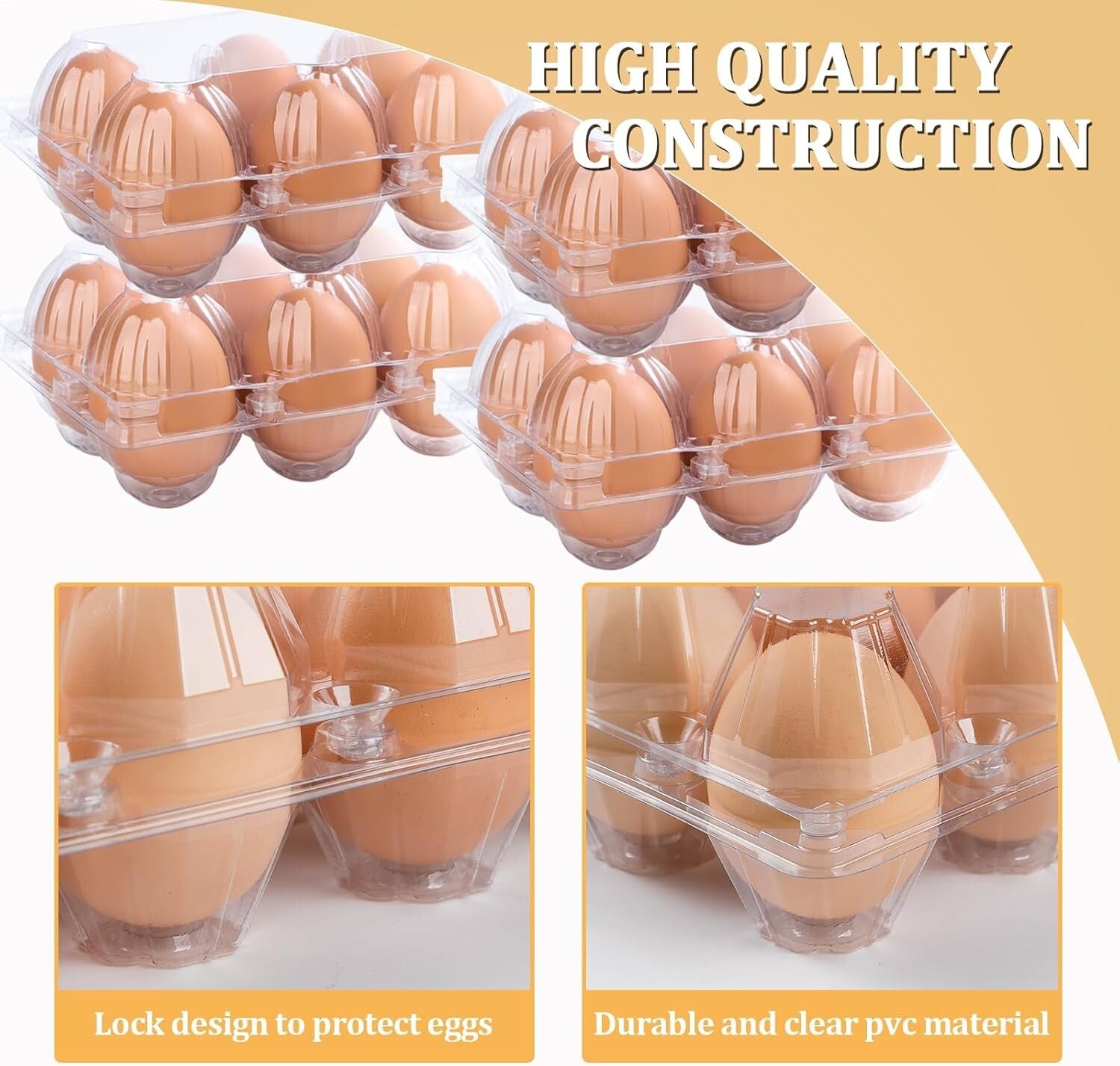Lightweight 200 Count Clear Egg Cartons - Perfect for Farm Markets Display