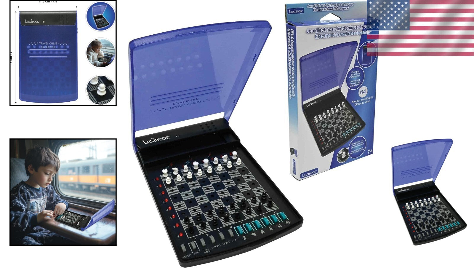 Electronic Chess Set for Travel, 32 Pieces, 64 Levels - Perfect Play Anywhere