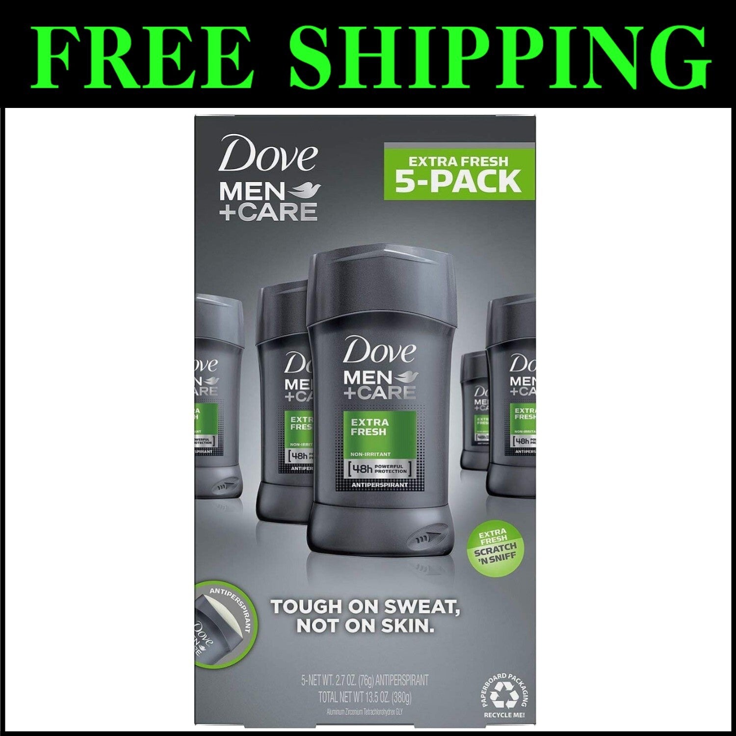 All-Day Moisturizing Antiperspirant for Men - 5 Stick Pack (48-Hour Protection)
