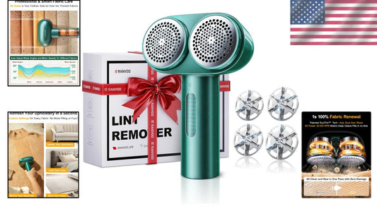 High-Speed Electric Lint Shaver with Dual Heads - Protects Delicate Fabrics