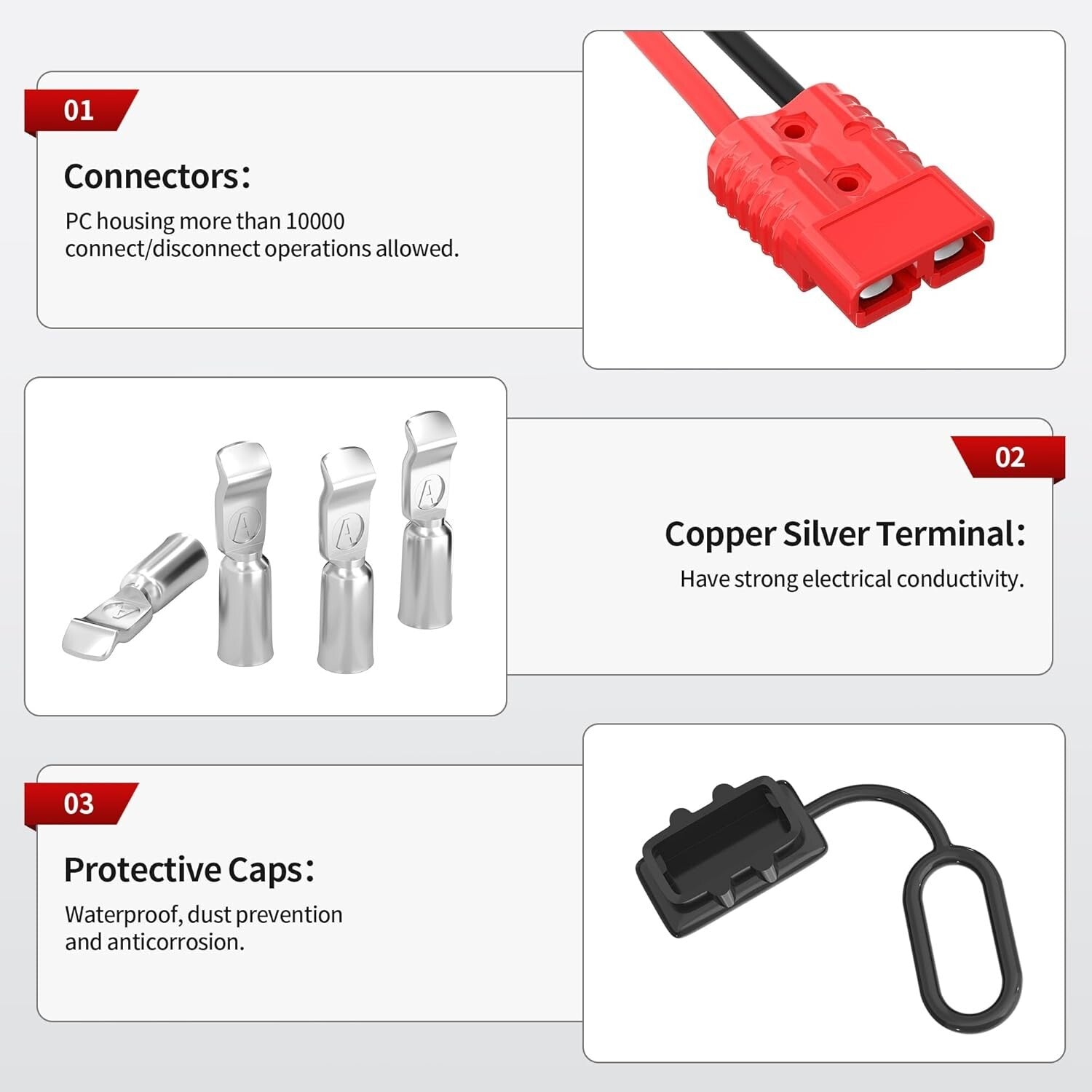 175A Heavy-Duty Battery Quick Disconnect Connector with 14FT 2AWG Copper Wire