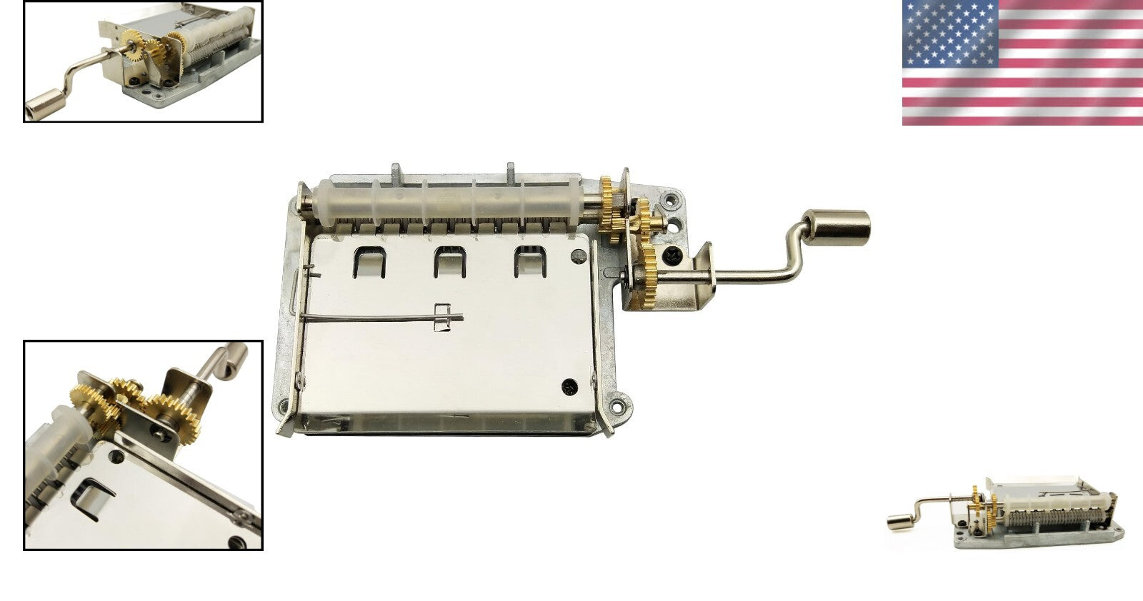 Hand Crank 30 Note Music Box Movement with Copper Gear - Perfect for DIY Lovers