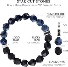 Load image into Gallery viewer, Men's Protection Bracelet: 10mm Gemstones with Sterling Silver Centerpiece