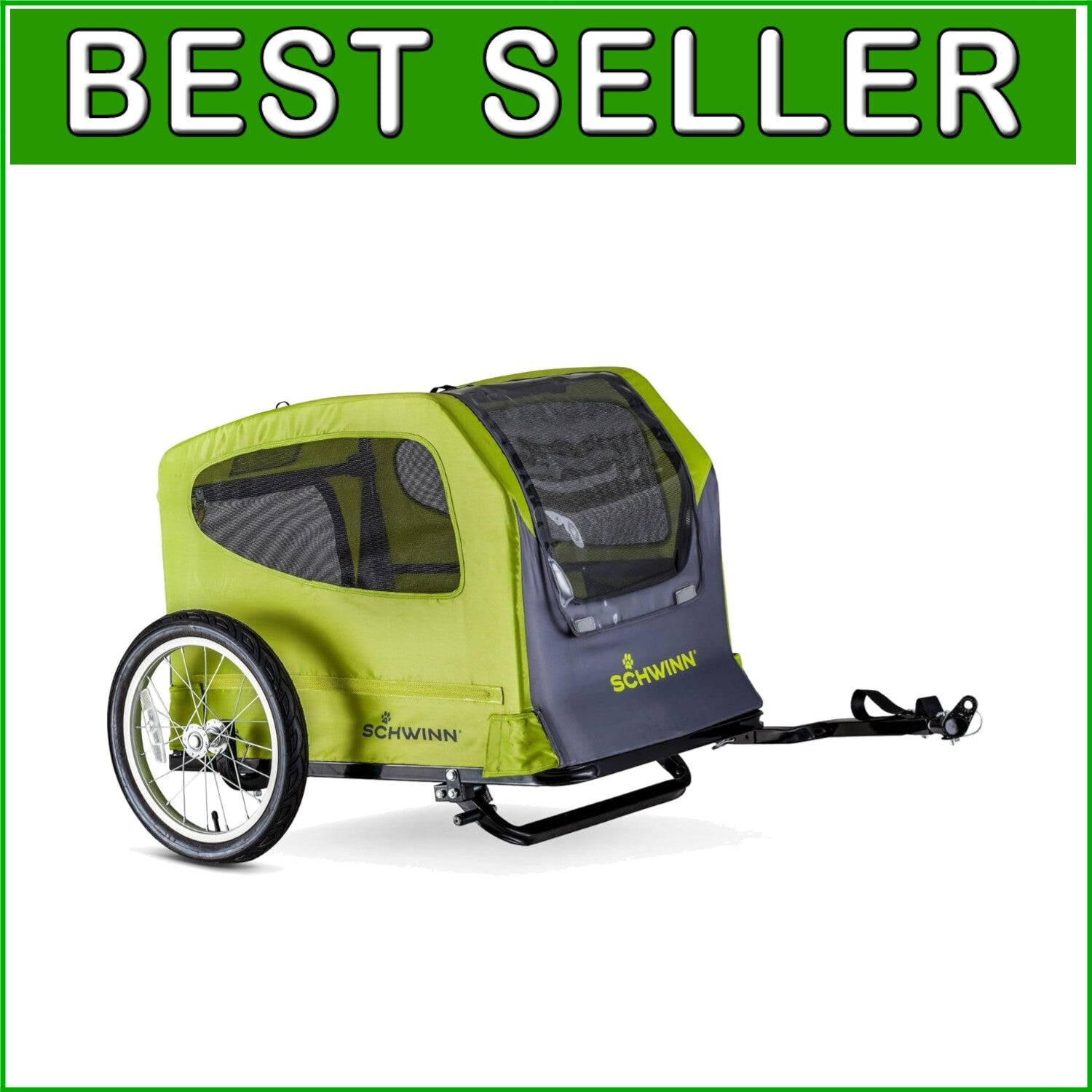Versatile Pet Bicycle Trailer for Dogs - Quick Release, Washable, Green Color