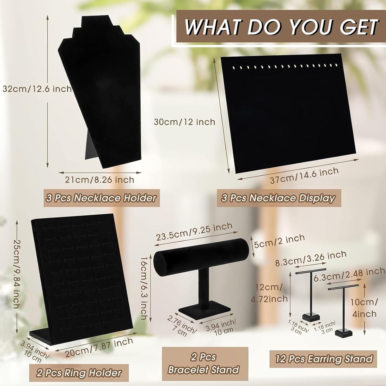 Elegant 22-Piece Velvet Jewelry Display Set - Perfect for Selling and Showcasing