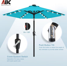Load image into Gallery viewer, Versatile 7.5FT Solar LED Umbrella - Durable, Stylish Shade for Outdoor Living
