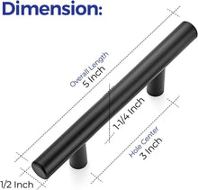 Load image into Gallery viewer, 55 Pack 5-Inch Matte Black Stainless Steel Cabinet Pulls - Easy Installation