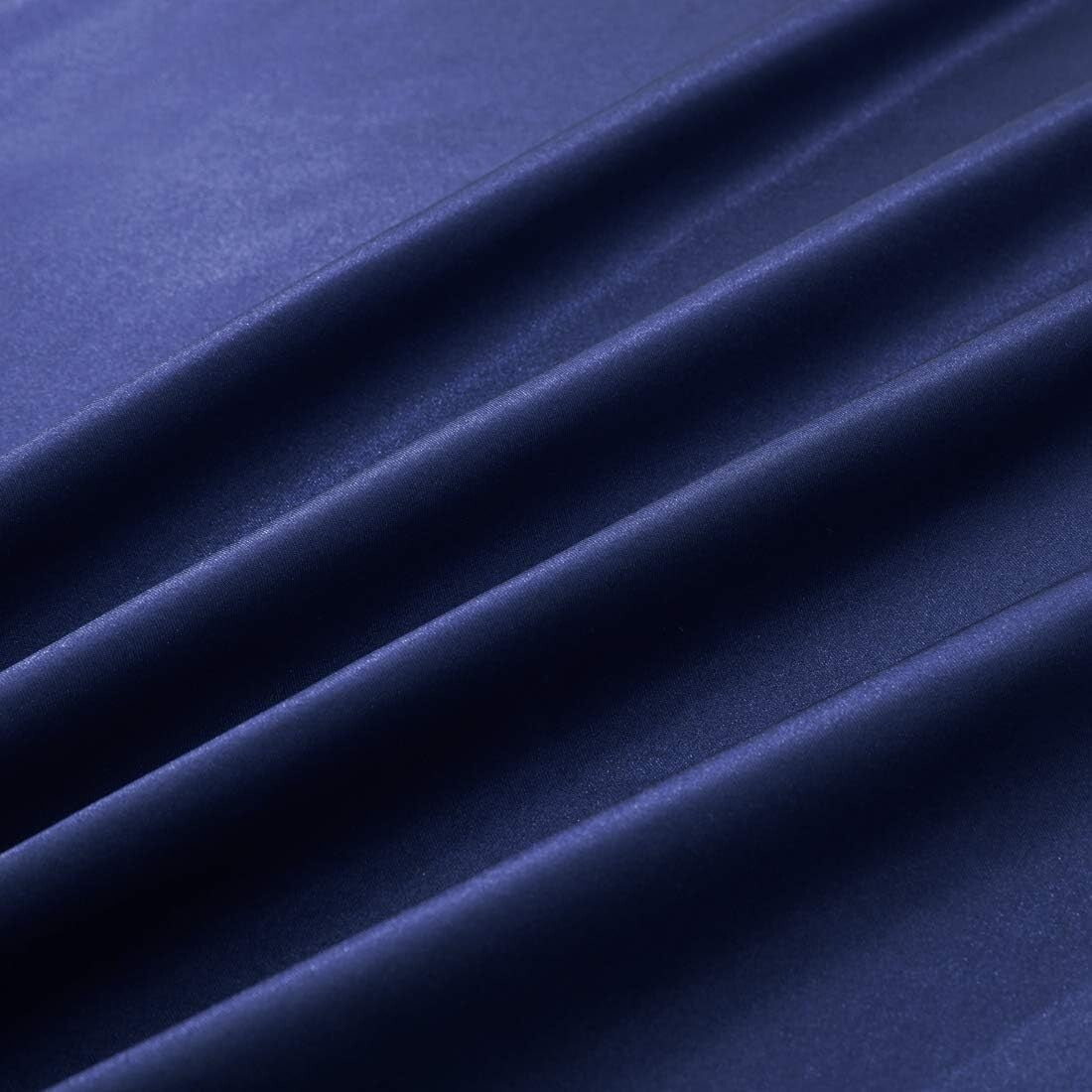 6-Piece Navy Blue King Size Satin Sheet Set - Deep Pocket & Luxurious Comfort