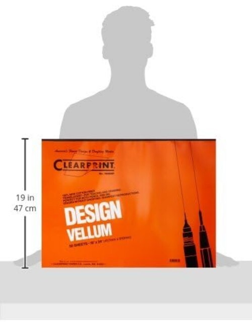 Erasable 18" x 24" 1000H Cotton Vellum Pad - 50 Sheets for Artwork and Drafting
