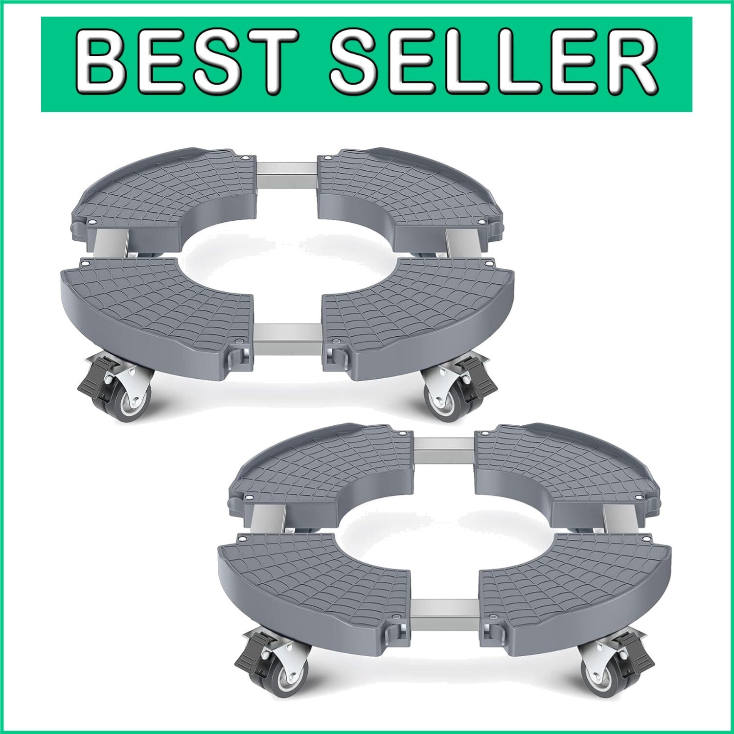 Adjustable 15-21 Inch Rolling Plant Caddy with Wheels - 2 Pack for Easy Moving