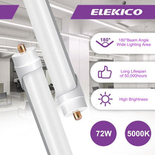 Load image into Gallery viewer, 72W Dual Row 8FT LED Bulbs - 5000K Daylight, Easy Installation, Long Lifespan