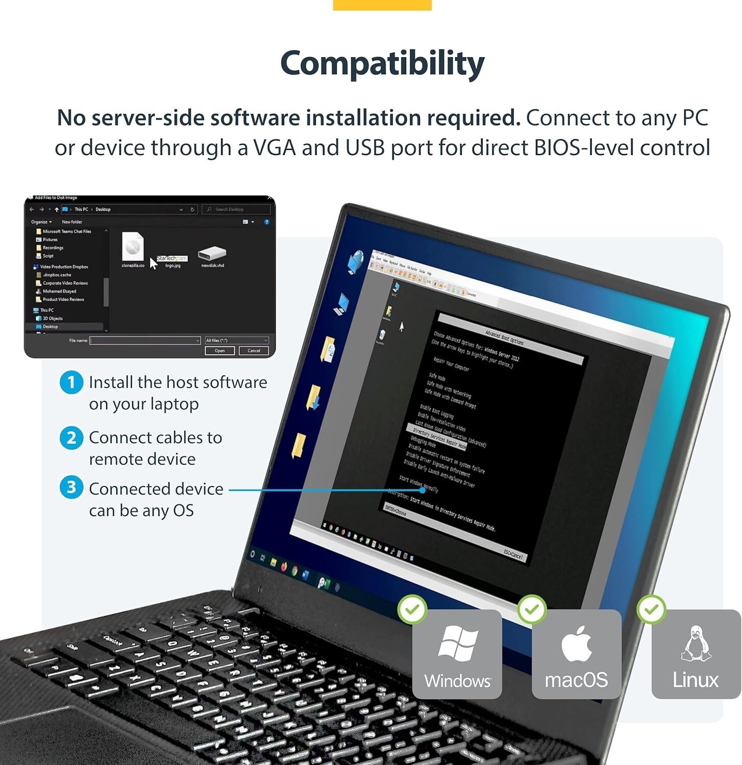 Multifunctional Portable KVM Adapter - USB & VGA for Effective Maintenance