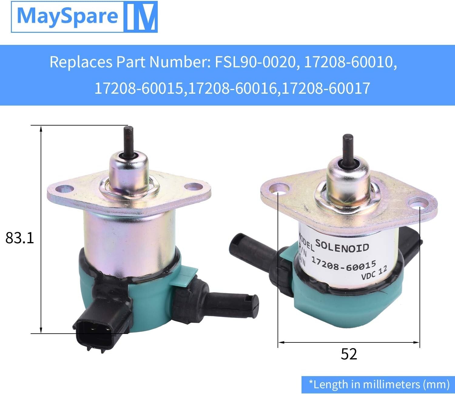 12V Fuel Shut Off Solenoid Compatible with Kubota D-Series – Easy Installation