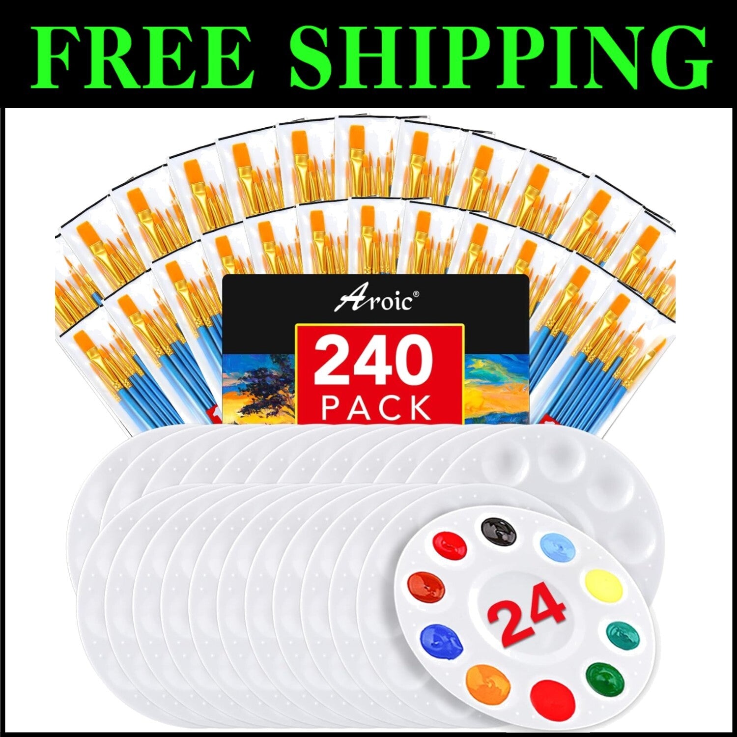 24 Versatile Paint Brushes & Palettes Kit – Ideal for Artists of Any Skill Level