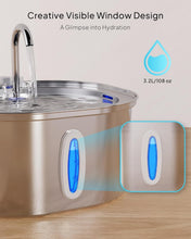 Load image into Gallery viewer, 3.2L Stainless Steel Cat Water Fountain with Double Filtration - Quiet &amp; Durable