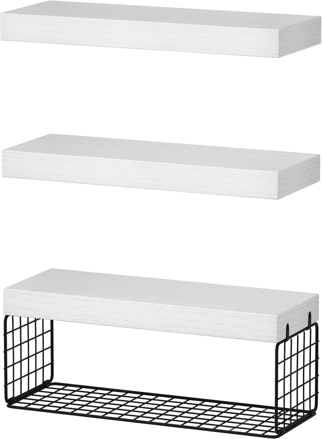 Farmhouse Floating Bathroom Shelves Set of 3 - Over Toilet Storage Solution