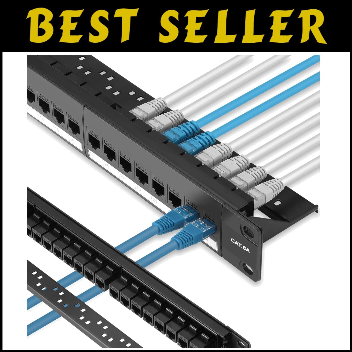 24 Port Cat6A Patch Panel with Inline Keystone - 10G High-Speed Network Solution