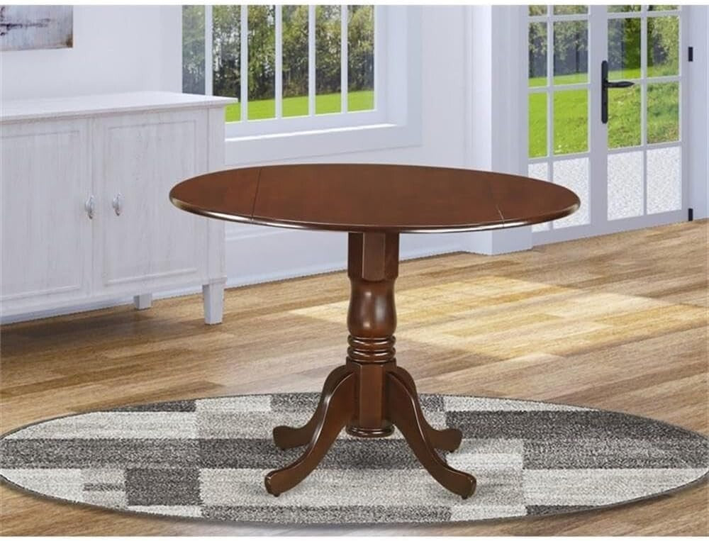 Elegant Mahogany Round Dining Table with Dropleaf - 42x42 Inch Pedestal Style
