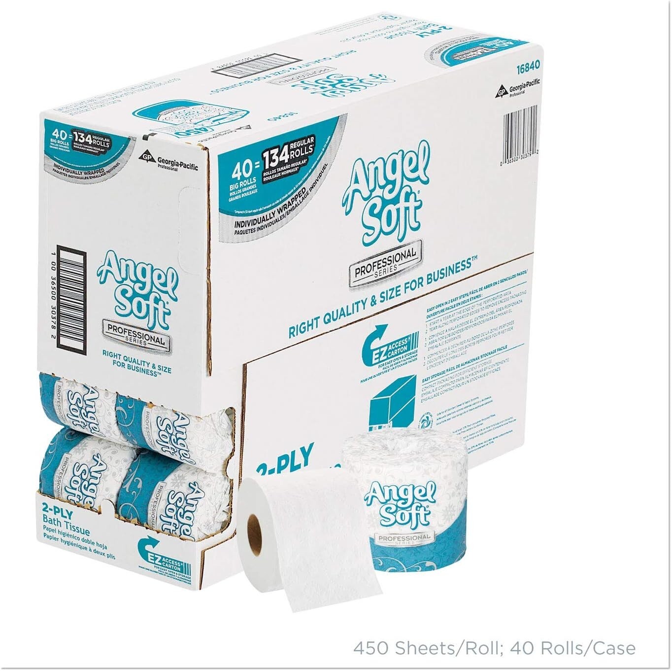 Angel Soft Professional 2-Ply Toilet Paper Pack of 40 Rolls, Soft & Sustainable