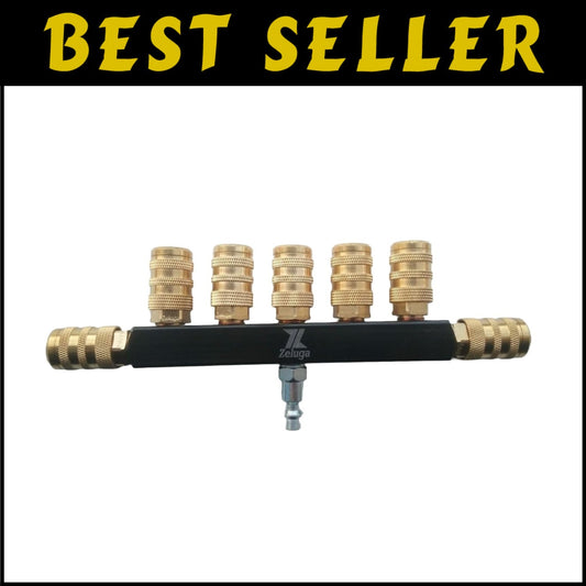 Multi-Compatible 7-Way Brass Air Manifold with Enhanced Air Line Functionality