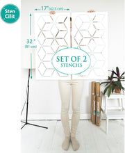 Load image into Gallery viewer, Geometric Wall Stencils for Painting - 2-Pack (17x32 in), Reusable &amp; Versatile