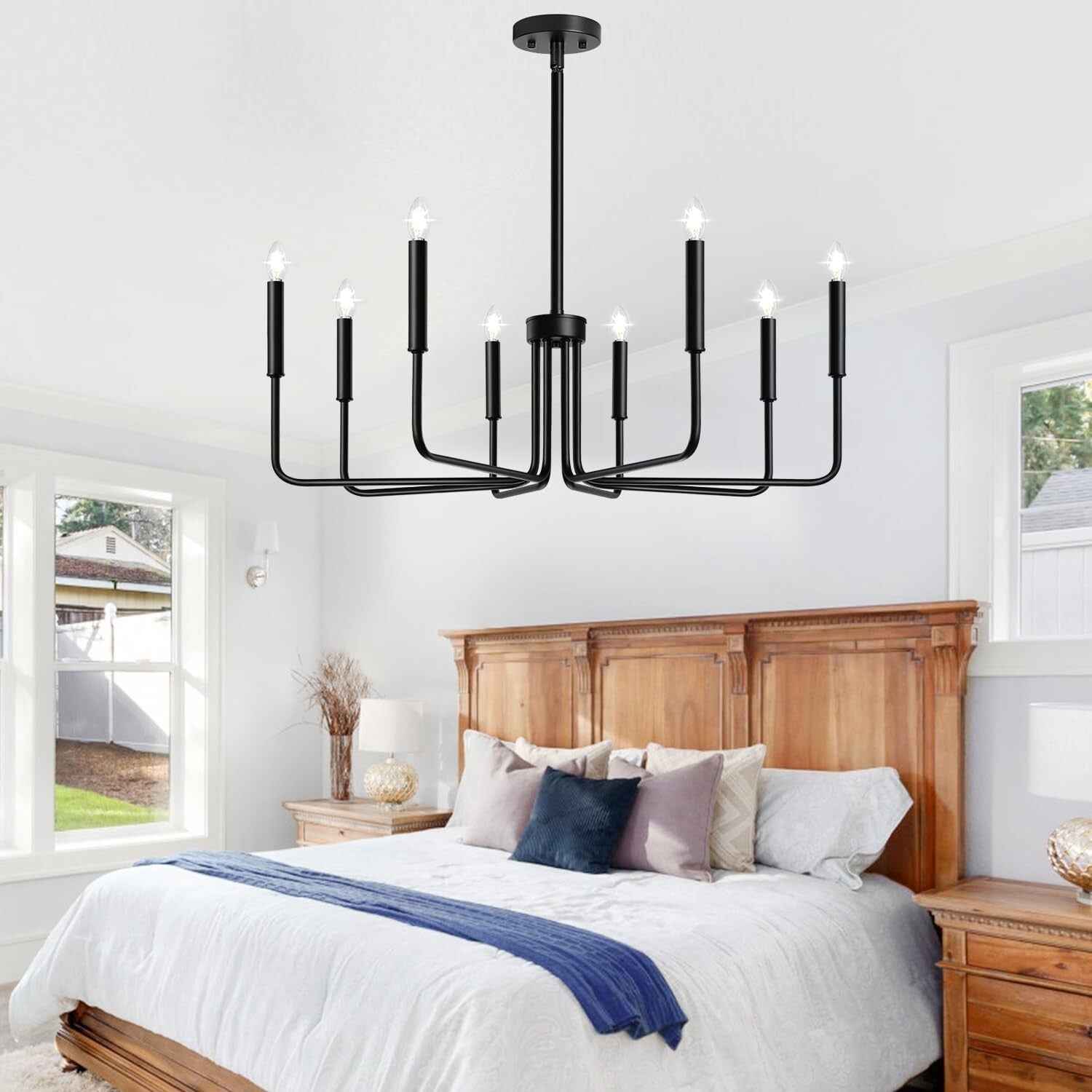 Elegant 8-Light Black Chandelier - Ideal for Foyer, Entryway, and Dining Areas