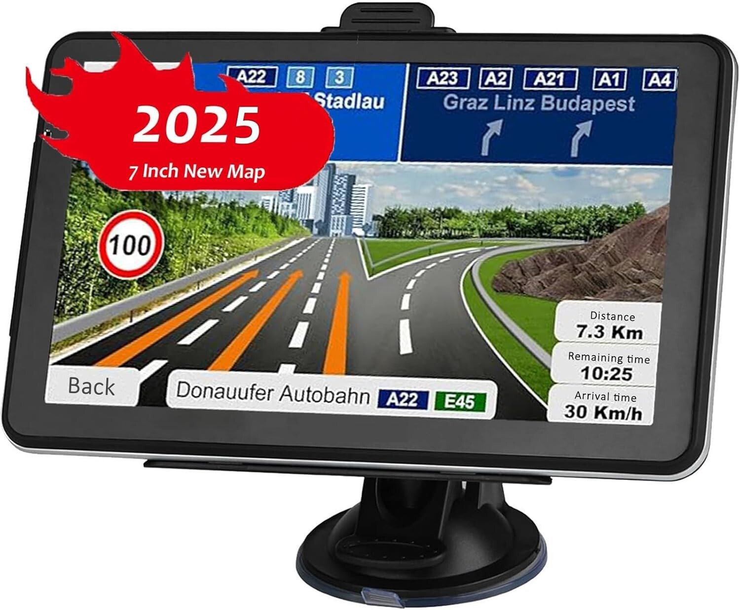 Advanced 7-Inch Car GPS with Real-Time Alerts & Lifetime North America Maps