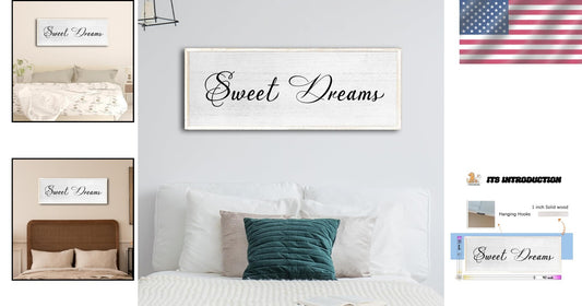 Charming Sweet Dreams Rustic Wall Decor Sign 40x15 - White Farmhouse Art