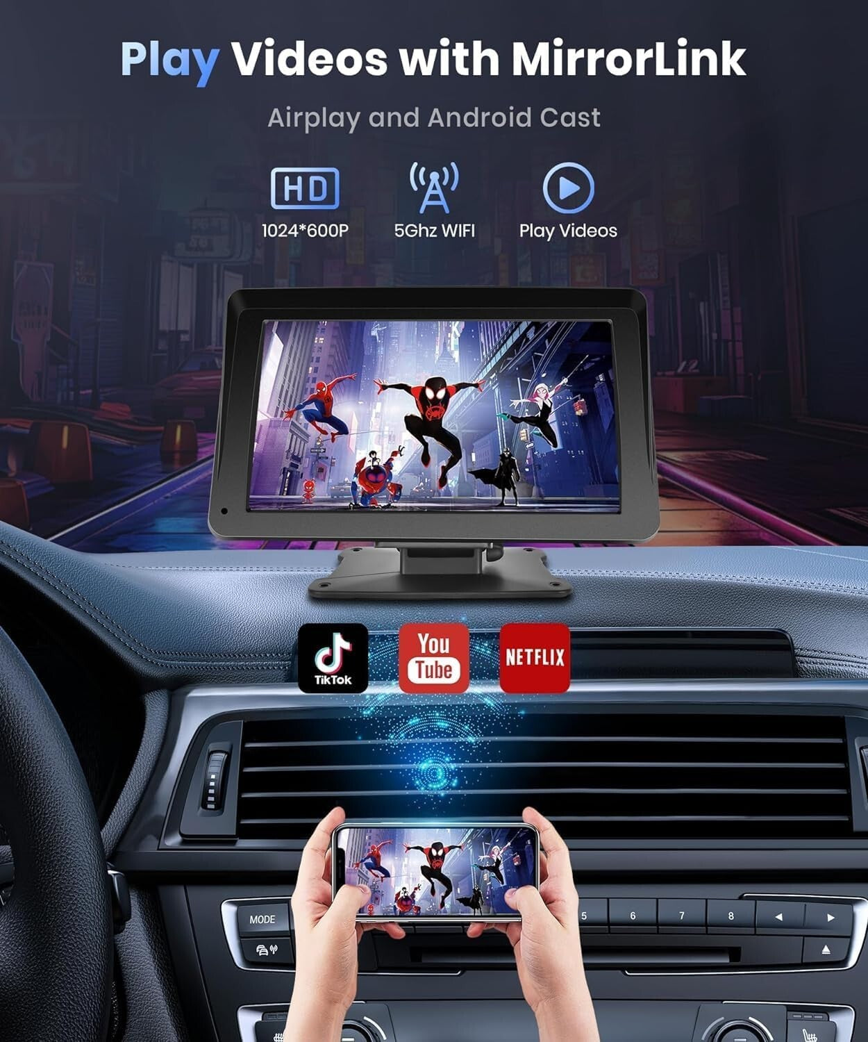 Portable 7-Inch Car Stereo with Voice Control & Navigation - All Vehicles