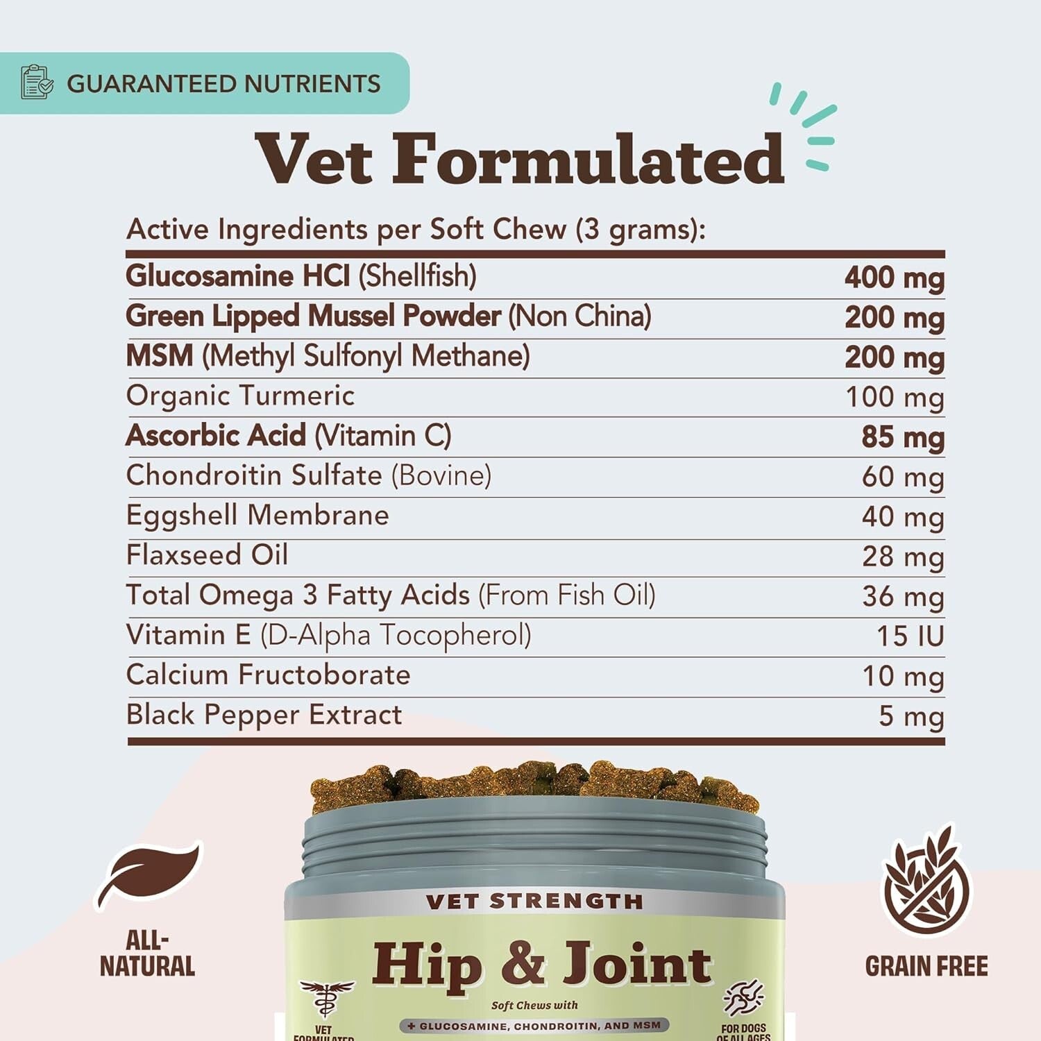 Vet-Approved Joint & Hip Chews - 90ct Glucosamine & Mobility Support for Dogs