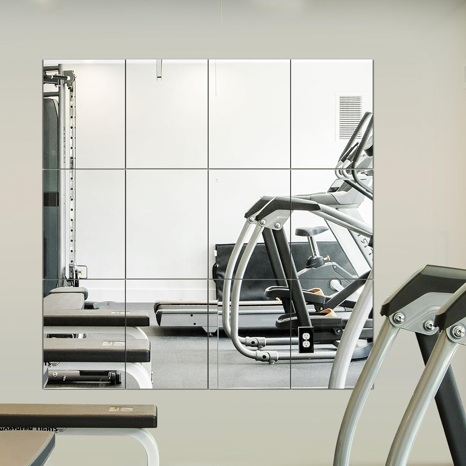 Frameless Sleek Mirror Tiles - 12PCS Home Gym and Decor Solution 16x12''