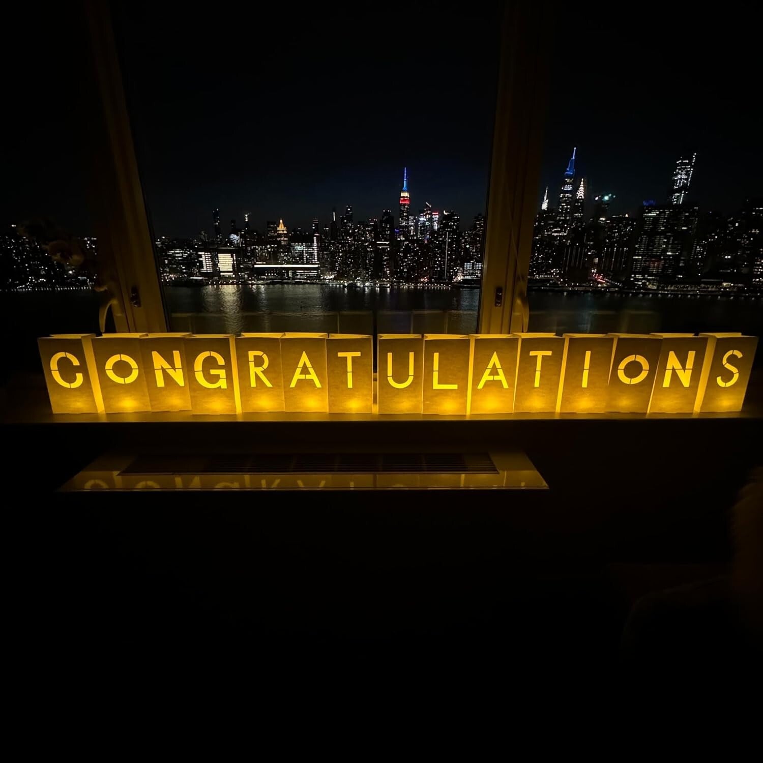 Unforgettable Congratulations Banner Set with Tealights & Decorative Rose Petals