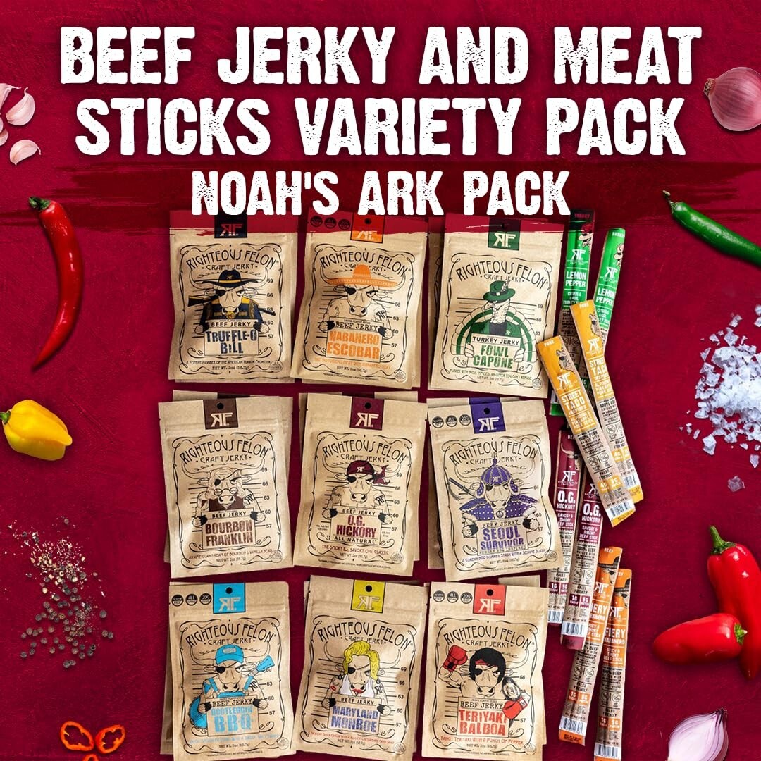 Noah's Ark 26-Pack: Low Carb Beef Jerky & Meat Sticks Variety for Any Occasion