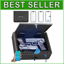 Load image into Gallery viewer, Secure Handgun Safe with LED Lighting - Biometric &amp; Key Access, Portable Size