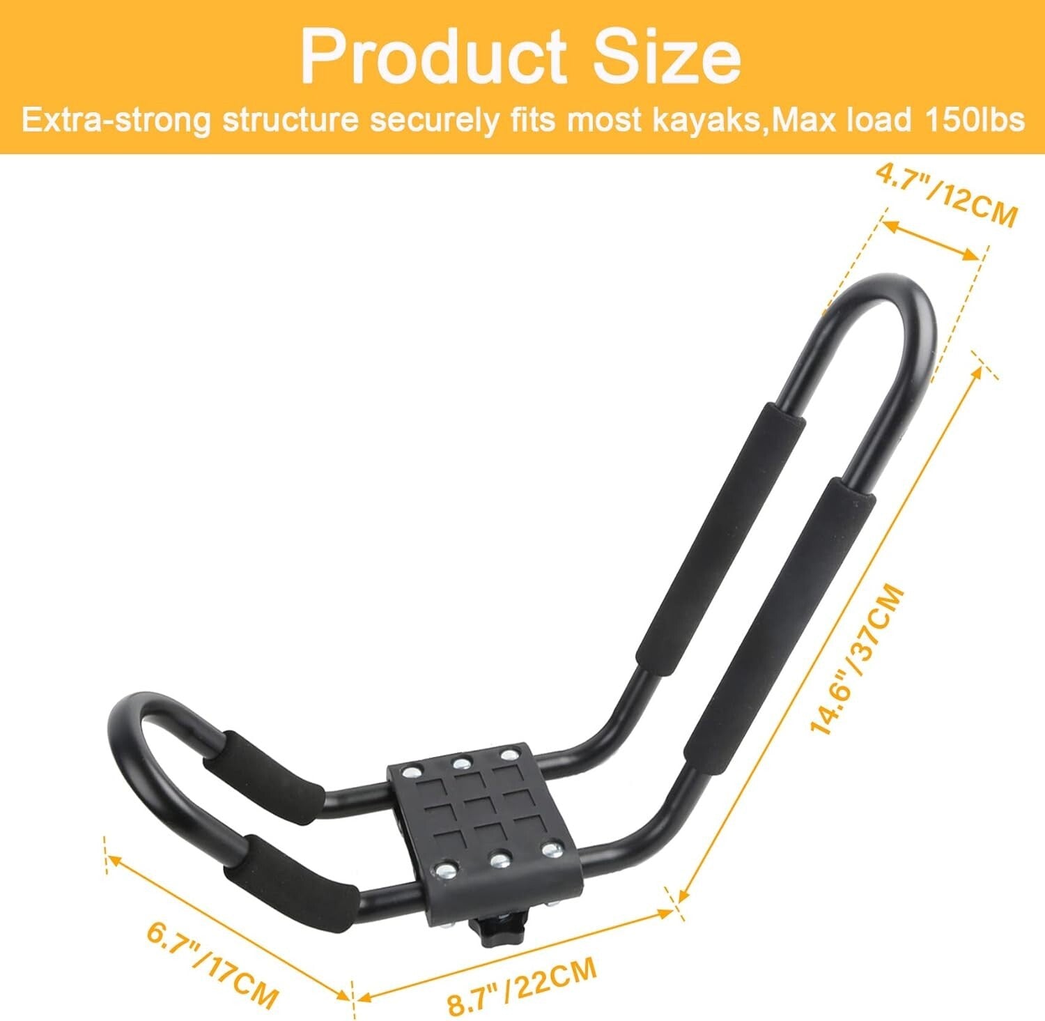 Durable Kayak Roof Rack Set of 4 - 2 Pairs J-Bar Carrier for SUVs and Trucks