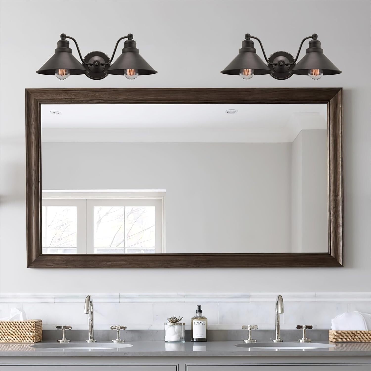 Chic 19-Inch Industrial 2-Light Vanity Light - Rustic Ceiling Lamp Home Decor