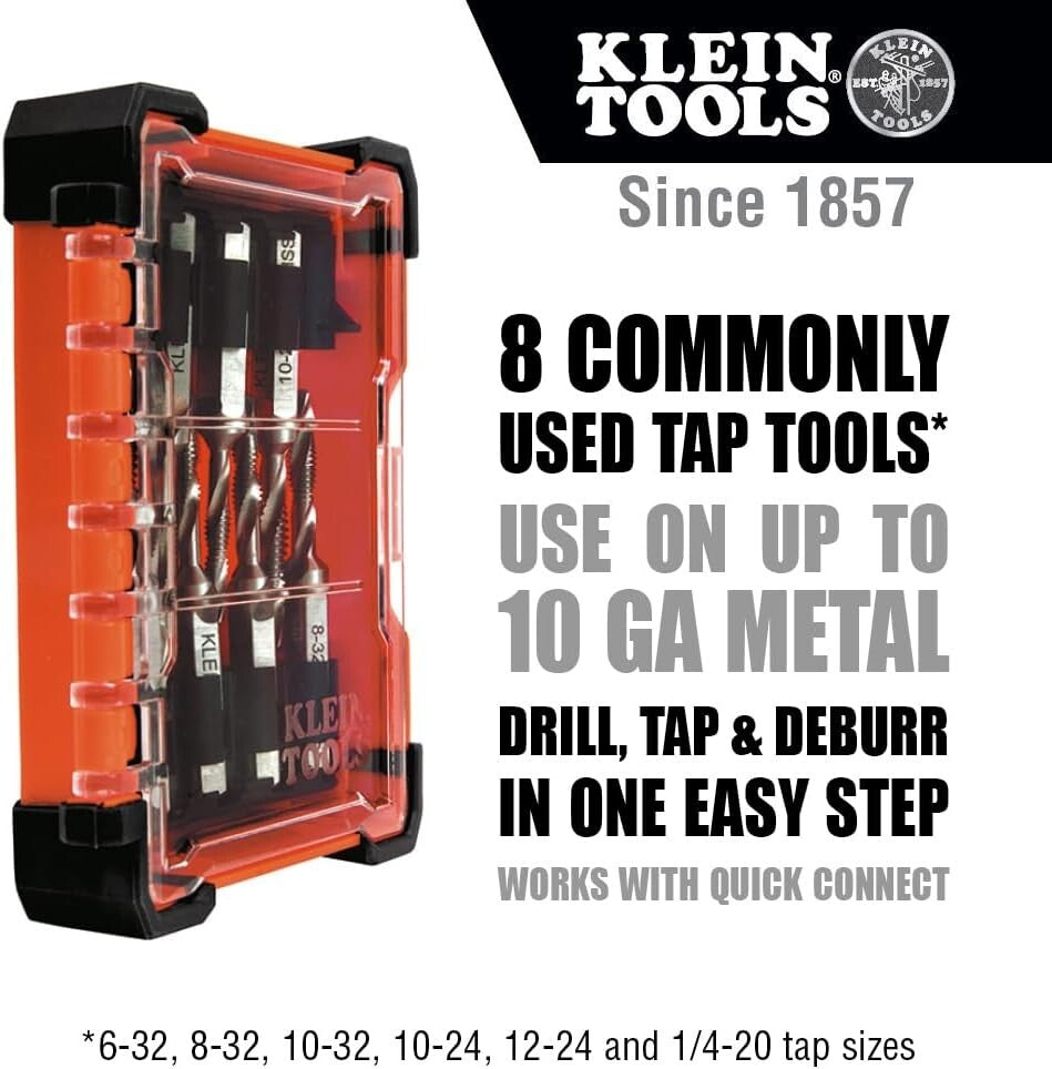 8-Piece Drill Tap Tool Kit – Quick Connect for Aluminum, Brass, Copper, and More