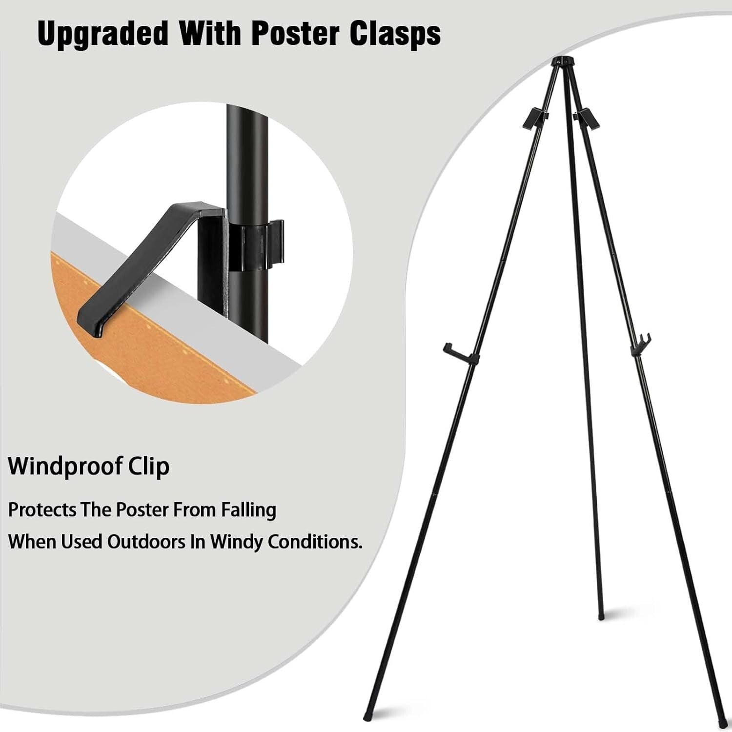 6 Pack Folding Easels for Stylish Displays - Portable & Adjustable to 66-Inch