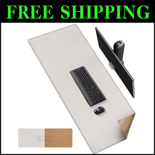 Eco-Friendly Dual-Sided Cork & Leather Desk Mat (63" x 23.6") – Vintage Style