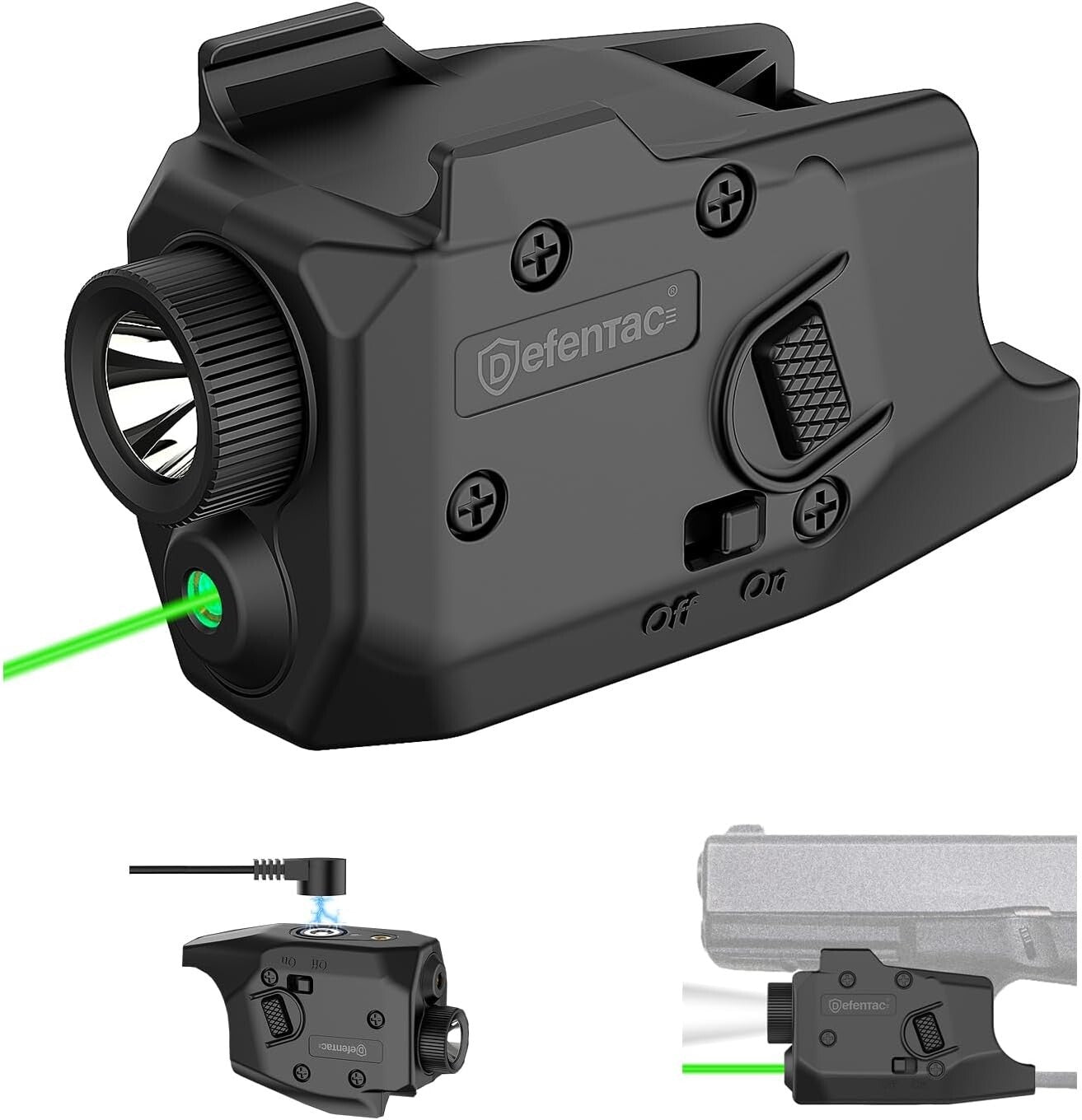 3-in-1 Tactical LED Flashlight & Laser Combo for Glock - 600 Lumens Brightness