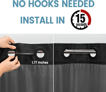 Load image into Gallery viewer, Spa-Like Experience Black Shower Curtain with Adjustable Snap Liner, 60W x 74H