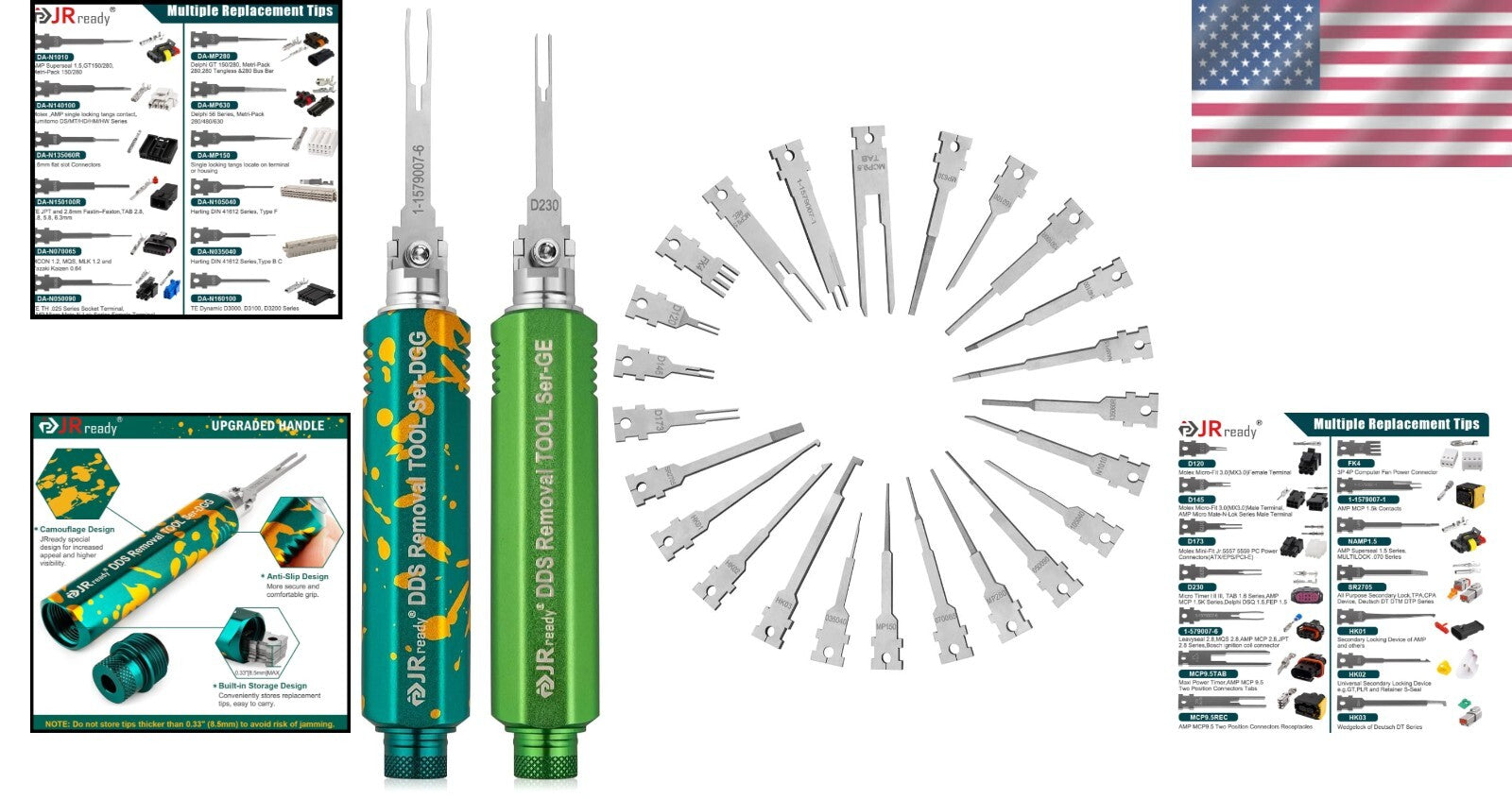 Dual-Head JRDDS Pin Extractor Tool Kit - Perfect for AMP and Molex Connectors