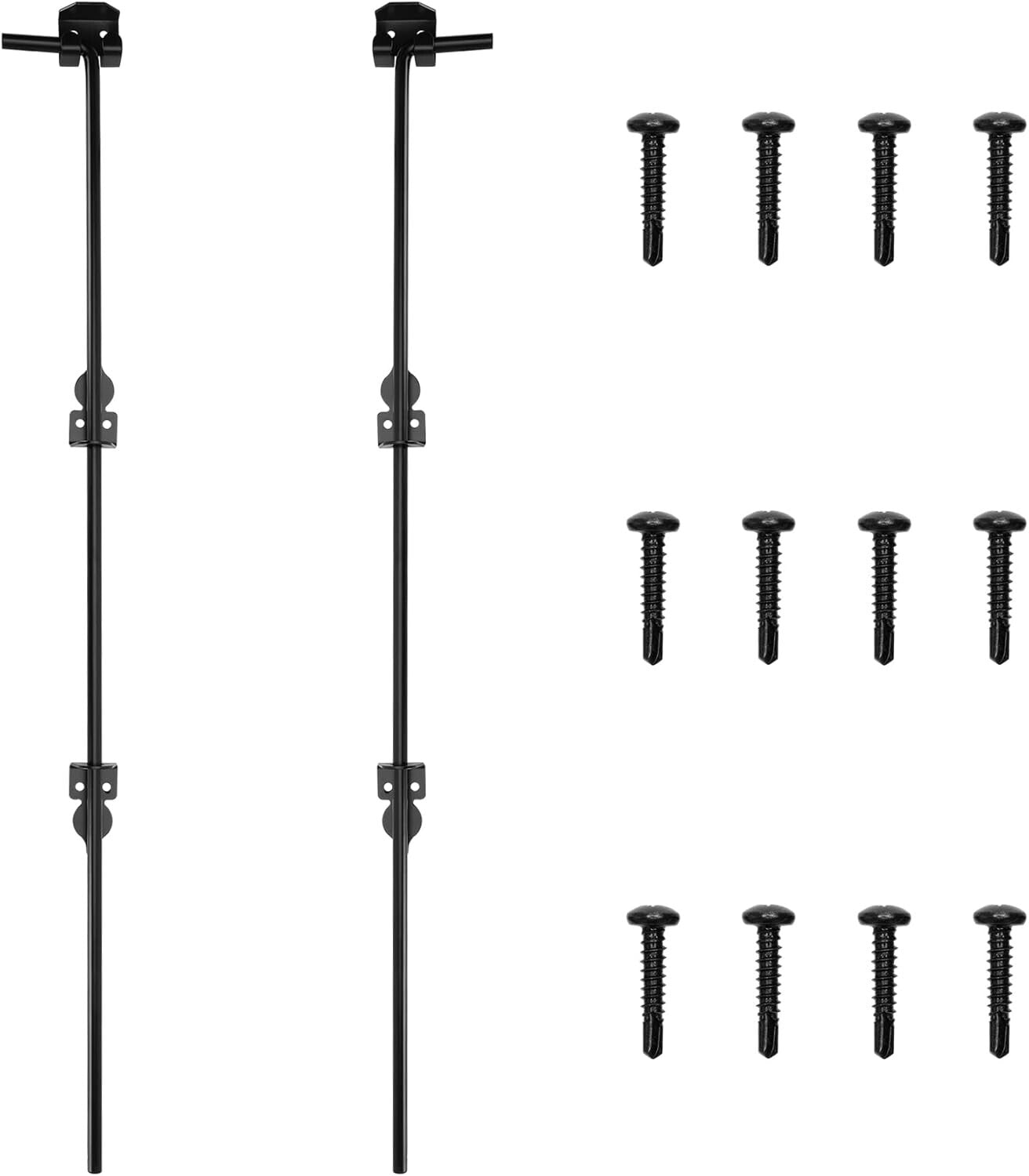 Durable Black Cane Bolt Gate Drop Rod Set - 36'' for Easy Installation (2 Pack)