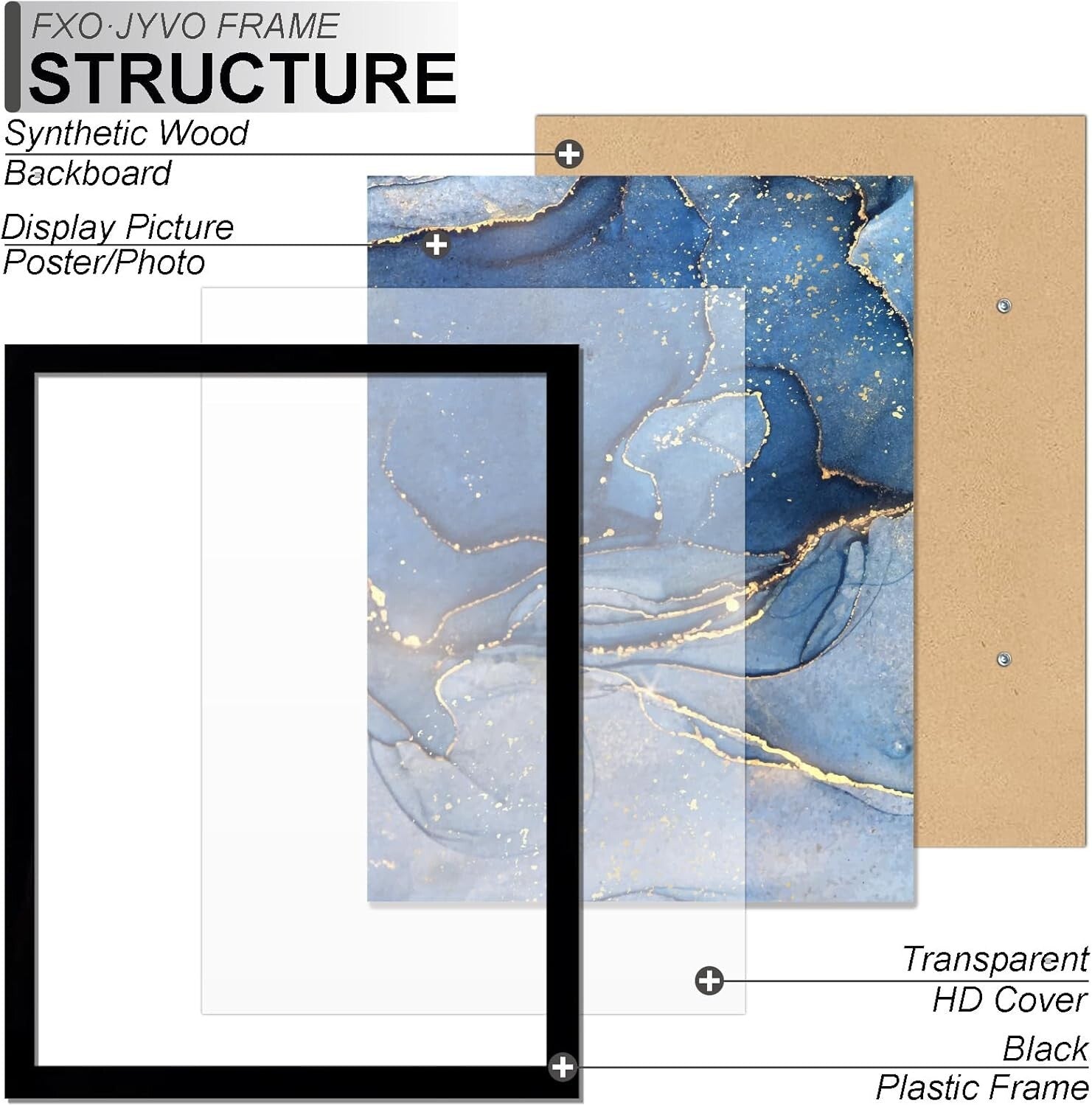 15x21 Rectangular Picture Frame Set of 6 - Modern Black Frames for Any Occasion
