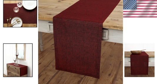 Sophisticated Solid Red Garnet Linen Table Runner - Perfect for Celebrations